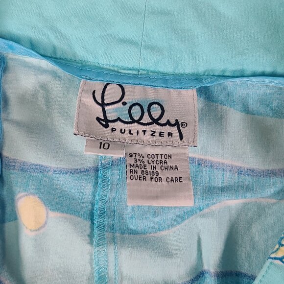 Lily Pulitzer Cropped Pants Girls 10 (28x23) Beach Blue Summer Ocean - Picture 3 of 11